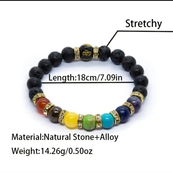 💥4 for $20💥NWT Stress Releaving Natural Stone Bracelet White and Iridescence - Picture 2 of 4